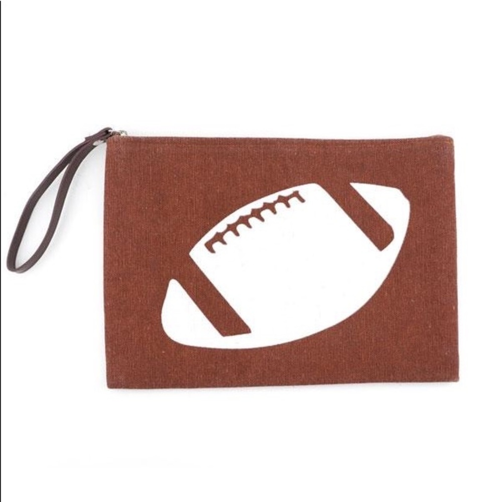 Football glitter wristlet pouch bag